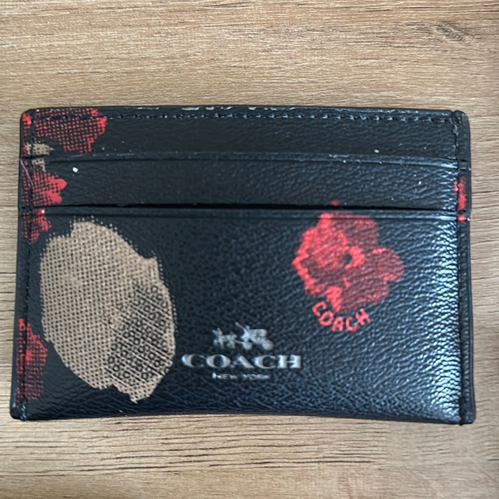 Coach Halftone Floral Coated Canvas Card Holder